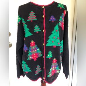 TALBOTS Christmas Trees Sweater Long Sleeve